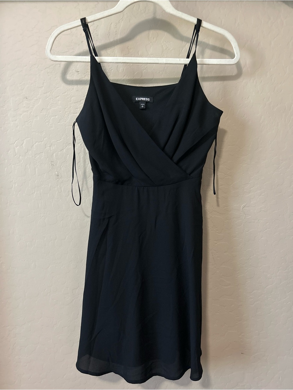 Express Black Wrap-Front Mini Slip Dress